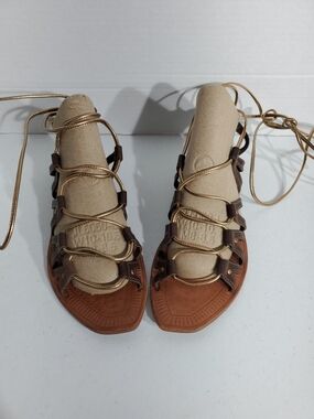 Report Sz 7 Women's Brown Lace-Up Gladiator Sandals